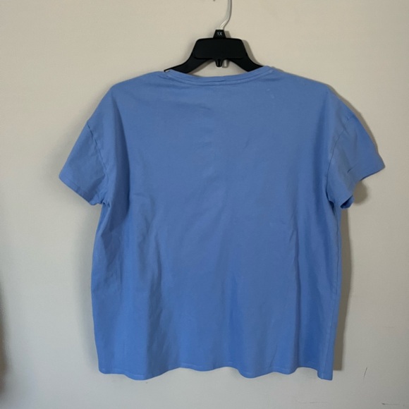 Life is Good Blue V-Neck T-Shirt with White Flower - Picture 4 of 4